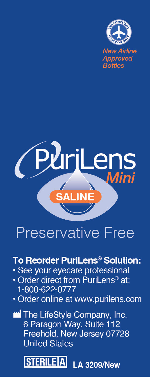 PuriLens Mini Preservative-Free Saline 60ml (2 fl. oz.) 2 Pack