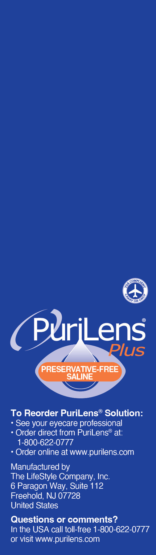 3 Pack PuriLens Plus Preservative Free Saline