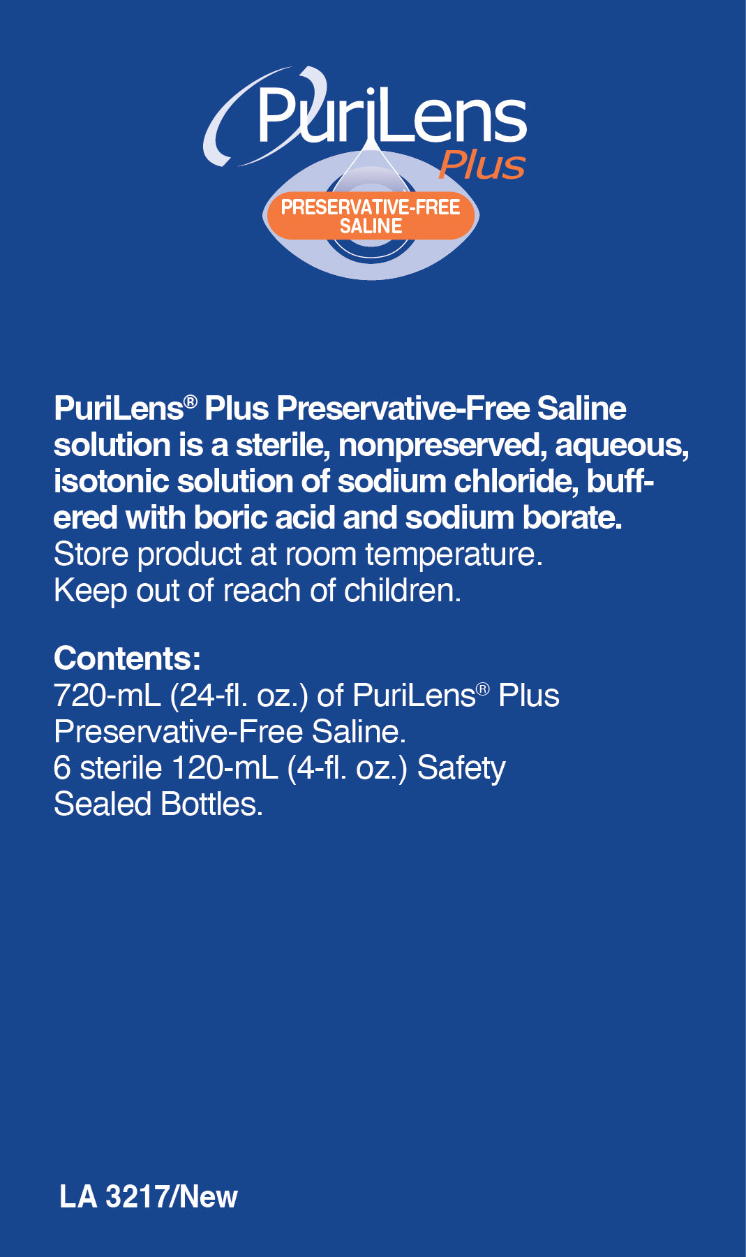 PuriLens Plus Preservative-Free Saline 120ml (4 fl. oz.) 6 Pack