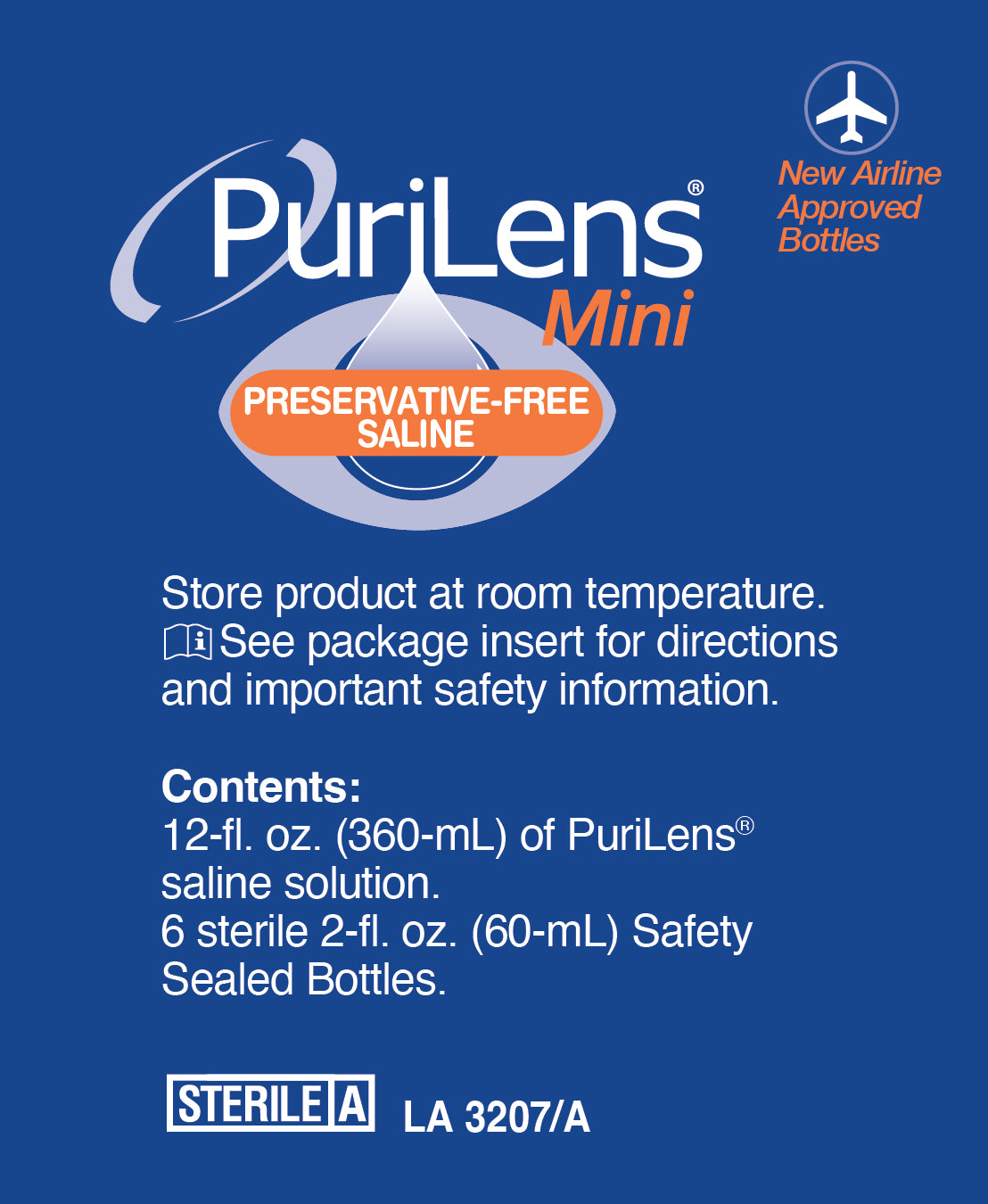 PuriLens Mini Preservative-Free Saline 60ml (2 fl. oz.) 6 Pack