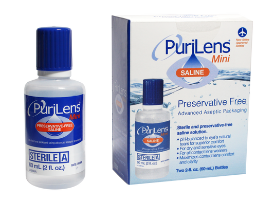 PuriLens Mini Preservative-Free Saline 60ml (2 fl. oz.) 2 Pack