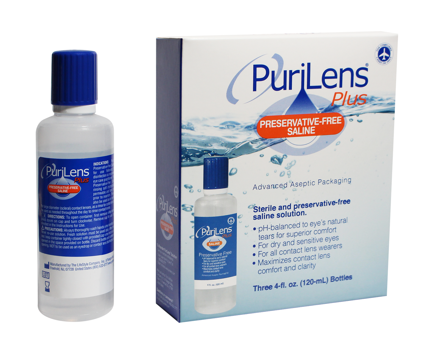3 Pack PuriLens Plus Preservative Free Saline
